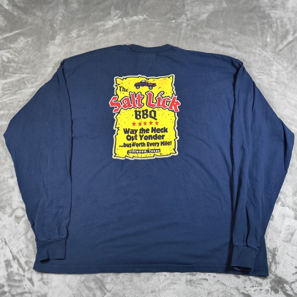 Vintage The Salt Lick BBQ Shirt Mens XXL Long Sleeve Barbeque Driftwood Texas‎